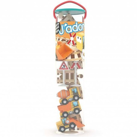 SET PISTA COSTRUZIONI IN LEGNO CON MEZZI DA CANTIERE J'ADORE J849092