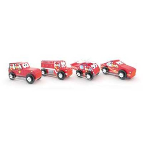 SET 4 VEICOLI POMPIERI IN LEGNO J'ADORE J823685