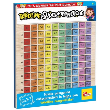 TABELLINE SUPERMAGNETICHE TAVOLA IN LEGNO AUTOCORRETTIVA I'M A GENIUS LISCIANI 105502