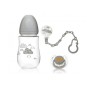 SET REGALO 3 IN 1 CON BIBERON, CIUCCIO E CATENELLA GRIGIO KIOKIDS 2256