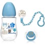 SET REGALO 3 IN 1 CON BIBERON, CIUCCIO E CATENELLA BLU KIOKIDS 2256