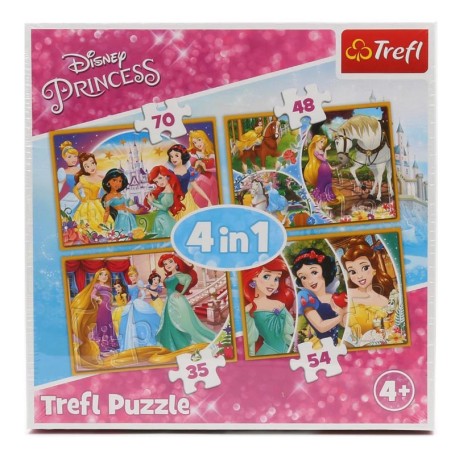 PUZZLE 4 IN 1 DISNEY PRINCIPESSE TREFL GLOBO 07323